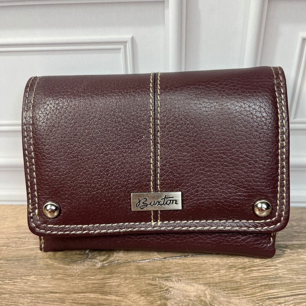Buxton Genuine Leather Multi Organizer Wallet Burgundy Trifold WS01V47U